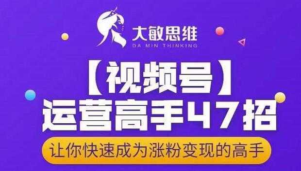大敏思维-视频号运营高手47招，让你快速成为涨粉变现高手财创网络学堂-引流教程-网赚教程-副业教程-引流技术-副业-网络赚钱项目课程网