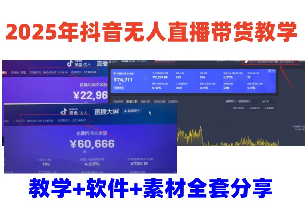 2025年抖音无人直播带货教学，从0到1全程干货快速撸金-课程网
