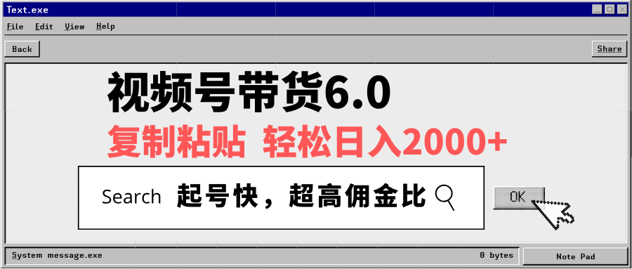 视频号带货6.0，轻松日入2000+，起号快，复制粘贴即可，超高佣金比-课程网
