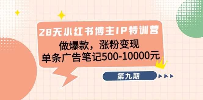 图片[1]-28天小红书博主IP特训营《第9期》做爆款，涨粉变现 单条广告笔记500-10000-课程网