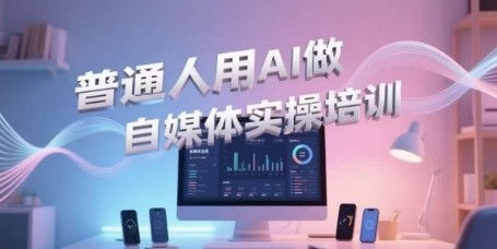 普通人用AI做自媒体实操培训，普通人一个人用ai做自媒体，视频制作、短视频引流、直播带货，轻松入门财创网络学堂-引流教程-网赚教程-副业教程-引流技术-副业-网络赚钱项目课程网