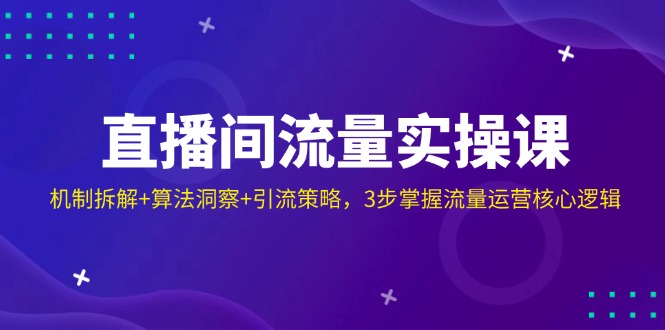直播间流量实操课：机制拆解+算法洞察+引流策略，3步掌握流量运营核心逻辑-课程网