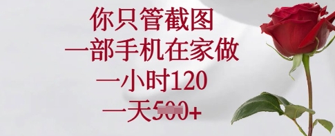 你只管截图，一部手机在家做，一小时120.一天5张【揭秘】-课程网