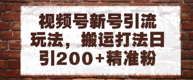 视频号新号引流玩法，搬运打法日引200+精准粉，可矩阵放大【揭秘】财创网络学堂-引流教程-网赚教程-副业教程-引流技术-副业-网络赚钱项目课程网