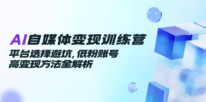 AI自媒体变现训练营，平台选择避坑，低粉账号高变现方法全解析财创网络学堂-引流教程-网赚教程-副业教程-引流技术-副业-网络赚钱项目课程网