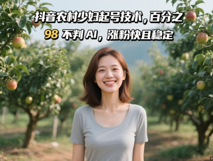 抖音农村少妇起号技术，百分之98不判AI，涨粉快且稳定财创网络学堂-引流教程-网赚教程-副业教程-引流技术-副业-网络赚钱项目课程网