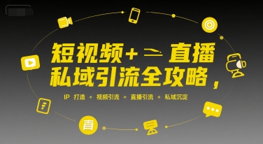 短视频+直播私域引流全攻略，IP打造 +视频引流 +直播引流 +私域沉淀财创网络学堂-引流教程-网赚教程-副业教程-引流技术-副业-网络赚钱项目课程网