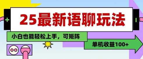 25年最新语聊玩法，纯手工，单机收益100+，小白也能轻松上手，可矩阵操作-课程网
