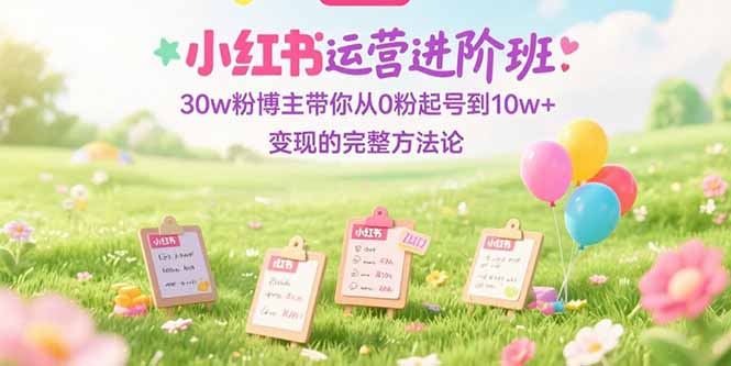 小红书运营进阶班：30w粉博主带你从0粉起号到10w+变现的完整方法论财创网络学堂-引流教程-网赚教程-副业教程-引流技术-副业-网络赚钱项目课程网