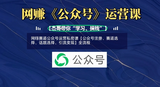 网创赛道公众号运营私密课【公众号注册、赛道选择、话题选择、引流变现】全流程-课程网