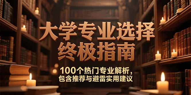付费文：大学专业选择终极指南,100个热门专业解析,包含推荐与避雷实用建议财创网络学堂-引流教程-网赚教程-副业教程-引流技术-副业-网络赚钱项目课程网