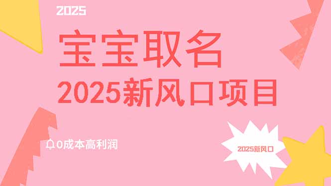 2025新风口项目宝宝取名，0成本高利润，附保姆级教程，月入过万不是梦-课程网