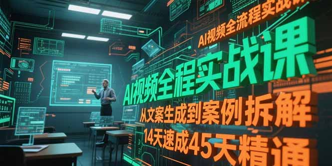 AI视频全流程实战课，从文案生成到案例拆解，14天速成45天精通财创网络学堂-引流教程-网赚教程-副业教程-引流技术-副业-网络赚钱项目课程网
