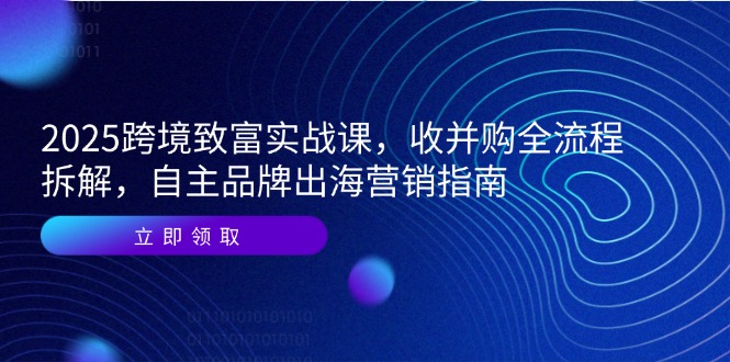 2025跨境致富实战课，收并购全流程拆解，自主品牌出海营销指南财创网络学堂-引流教程-网赚教程-副业教程-引流技术-副业-网络赚钱项目课程网
