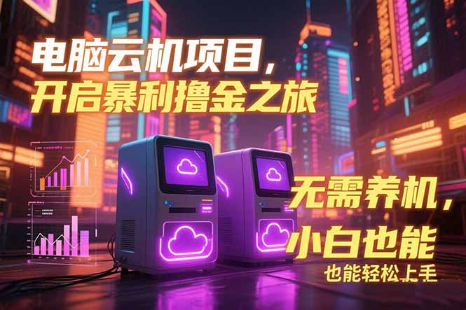 电脑云机项目 暴力撸金玩法，不需要养机 配置没有要求 单机100个窗口一…财创网络学堂-引流教程-网赚教程-副业教程-引流技术-副业-网络赚钱项目课程网