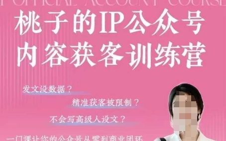 桃子IP公众号内容获客训练营(第3期)，一门让你公众号从0到商业闭环的课程-课程网