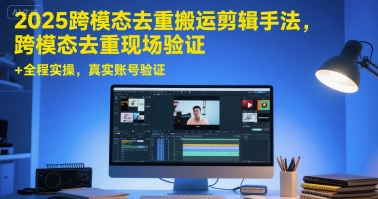 2025跨模态去重搬运剪辑手法，跨模态去重现场验证 +全程实操，真实账号验证财创网络学堂-引流教程-网赚教程-副业教程-引流技术-副业-网络赚钱项目课程网