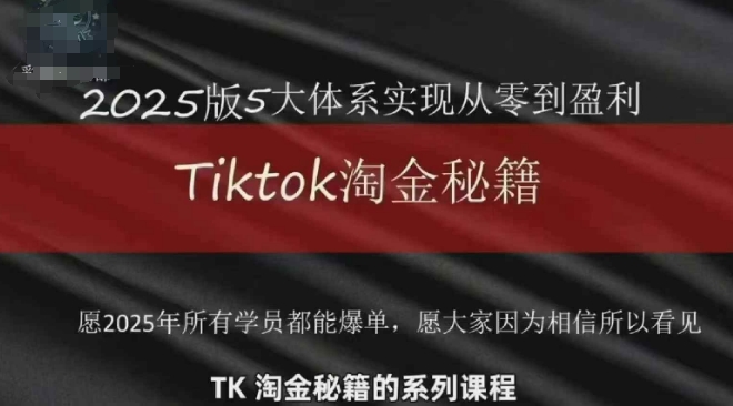 TikTok跨境2025淘金秘籍，​2025TikTok从0到盈利变现-课程网