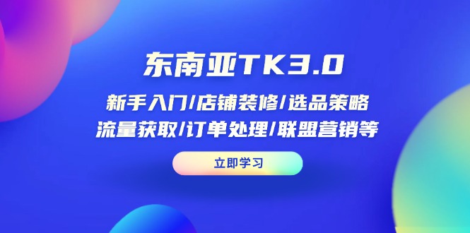 东南亚TK3.0：新手入门/店铺装修/选品策略/流量获取/订单处理/联盟营销等-课程网
