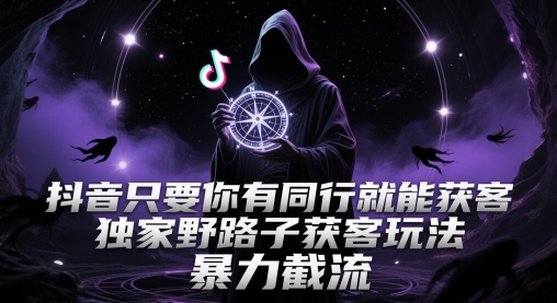 抖音只要你有同行就能获客，独家野路子获客玩法，暴力截流【揭秘】财创网络学堂-引流教程-网赚教程-副业教程-引流技术-副业-网络赚钱项目课程网