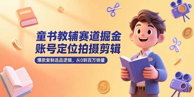 童书教辅赛道掘金，账号定位拍摄剪辑，爆款复制选品逻辑，从0到百万销量财创网络学堂-引流教程-网赚教程-副业教程-引流技术-副业-网络赚钱项目课程网
