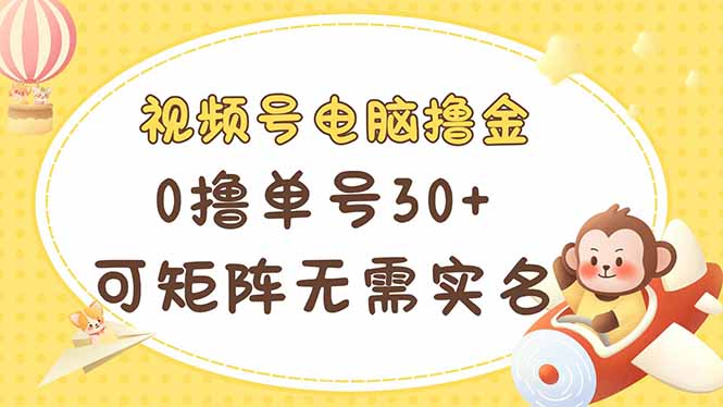 视频号电脑撸金 0撸单号30+ 可矩阵 无需实名多号多得财创网络学堂-引流教程-网赚教程-副业教程-引流技术-副业-网络赚钱项目课程网