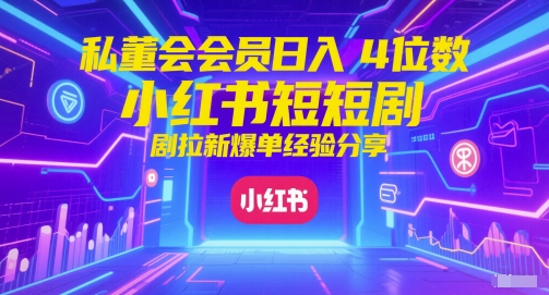 私董会会员日入4位数小红书红果短剧拉新爆单经验分享财创网络学堂-引流教程-网赚教程-副业教程-引流技术-副业-网络赚钱项目课程网