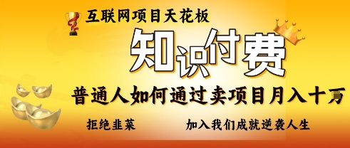 互联网项目天花板，知付付费项目，普通人如何通过卖项目月入十个，拒绝韭菜【揭秘】-课程网