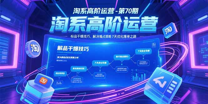 淘系高阶运营-第70期，标品干爆技巧，解决难点策略，大佬操盘方法财创网络学堂-引流教程-网赚教程-副业教程-引流技术-副业-网络赚钱项目课程网