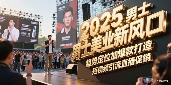 2025男士美业新风口，趋势定位加爆款打造，短视频引流直播促销财创网络学堂-引流教程-网赚教程-副业教程-引流技术-副业-网络赚钱项目课程网