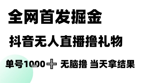 全网首发掘金抖音无人直播撸礼物，单号1k +无脑撸，当天拿结果【揭秘】财创网络学堂-引流教程-网赚教程-副业教程-引流技术-副业-网络赚钱项目课程网