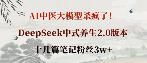 AI中医大模型杀疯了！DeepSeek中式养生2.0版本，十几篇笔记粉丝3w+-课程网