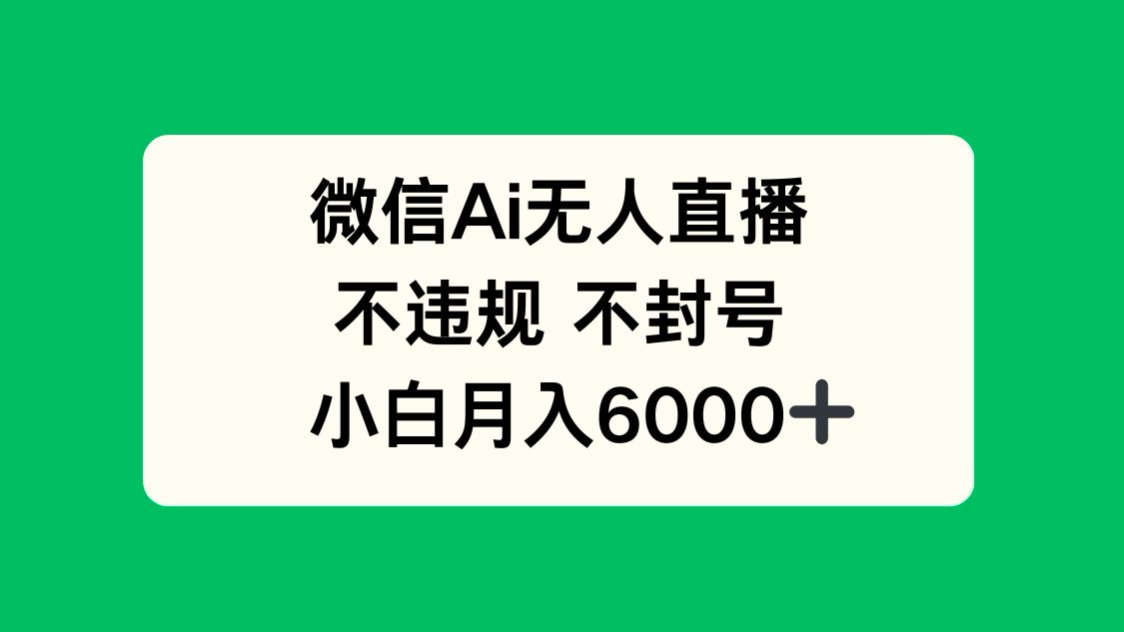 微信AI无人直播，不违规 不封号 ，小白月入6000+财创网络学堂-引流教程-网赚教程-副业教程-引流技术-副业-网络赚钱项目课程网