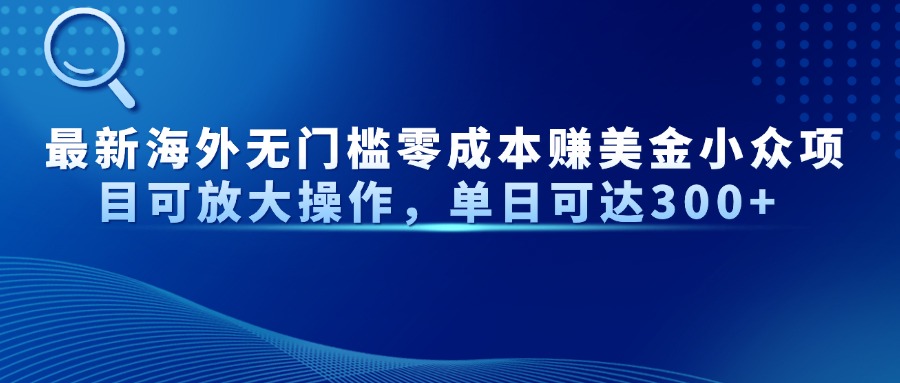 最新海外无门槛零成本赚美金小众项目可放大操作，单日可达300+-课程网