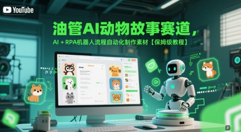 油管AI动物故事赛道，AI+RPA机器人流程自动化制作素材【保姆级教程】财创网络学堂-引流教程-网赚教程-副业教程-引流技术-副业-网络赚钱项目课程网