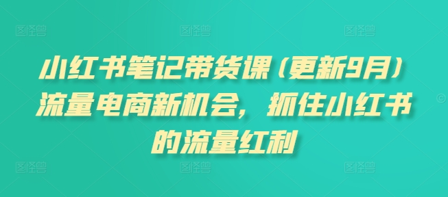 小红书笔记带货课(更新25年4月)流量电商新机会，抓住小红书的流量红利-课程网