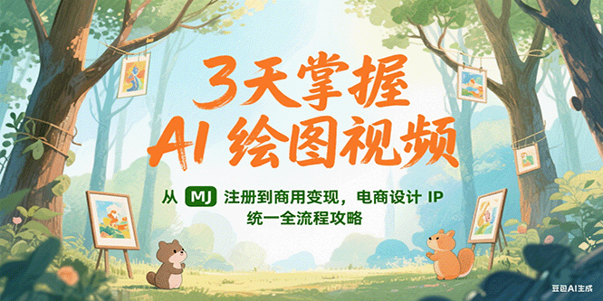 3天掌握AI绘图视频，从MJ 注册到商用变现，电商设计IP统一全流程攻略财创网络学堂-引流教程-网赚教程-副业教程-引流技术-副业-网络赚钱项目课程网
