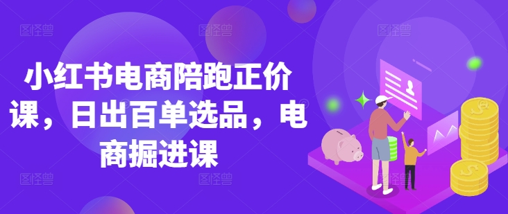 小红书电商陪跑正价课，小红书官方认证电商讲师教学，日出百单选品，电商掘进课-课程网