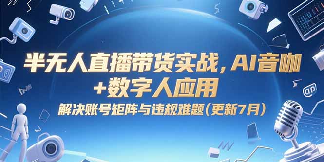 半无人直播带货实战，AI音咖+数字人应用 解决账号矩阵与违规难题(更新7月财创网络学堂-引流教程-网赚教程-副业教程-引流技术-副业-网络赚钱项目课程网