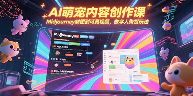 AI萌宠内容创作课，Midjourney制图到可灵视频，数字人带货玩法财创网络学堂-引流教程-网赚教程-副业教程-引流技术-副业-网络赚钱项目课程网