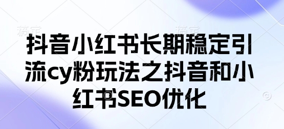 抖音小红书长期稳定引流cy粉玩法之抖音和小红书SEO优化-课程网