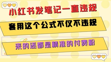 小红书发笔记一直违规，套用这个公式不仅不违规，来的还都是精准的付费粉财创网络学堂-引流教程-网赚教程-副业教程-引流技术-副业-网络赚钱项目课程网