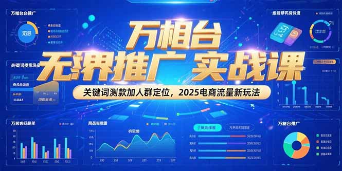万相台无界推广实战课，关键词测款加人群定位，2025电商流量新玩法财创网络学堂-引流教程-网赚教程-副业教程-引流技术-副业-网络赚钱项目课程网