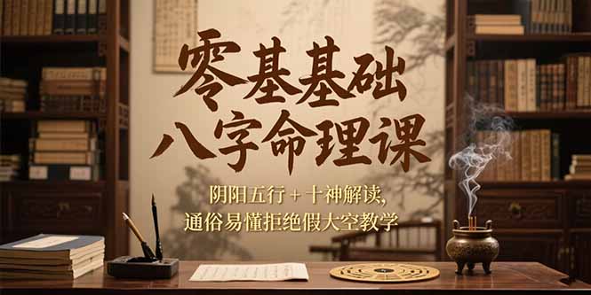 零基础八字命理课，阴阳五行+十神解读，通俗易懂拒绝假大空教学财创网络学堂-引流教程-网赚教程-副业教程-引流技术-副业-网络赚钱项目课程网