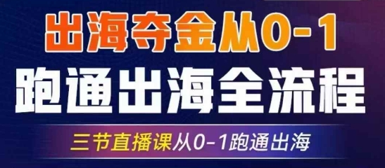 2025出海夺金从0-1跑通出海全流程，三节直播课从0-1跑通出海，教你用AI跑通全流程-课程网