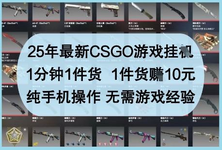 25年最新CSGO游戏挂G，1分钟1件货，1件货挣10元，纯手机操作，无需游戏经验【揭秘】财创网络学堂-引流教程-网赚教程-副业教程-引流技术-副业-网络赚钱项目课程网