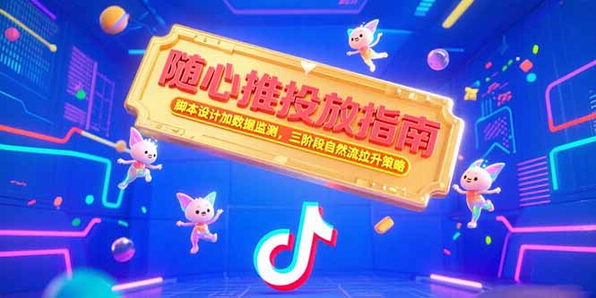 随心推投放指南，脚本设计加数据监测，三阶段自然流拉升策略财创网络学堂-引流教程-网赚教程-副业教程-引流技术-副业-网络赚钱项目课程网