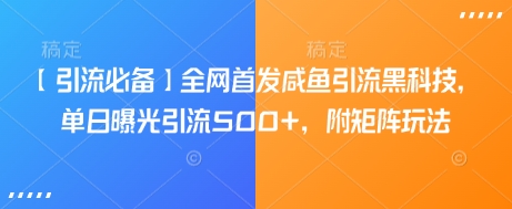 【引流必备】全网首发咸鱼引流黑科技，单日曝光引流500+，附矩阵玩法【揭秘】财创网络学堂-引流教程-网赚教程-副业教程-引流技术-副业-网络赚钱项目课程网