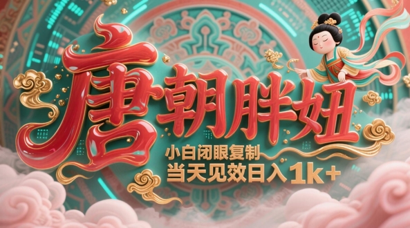 用AI克隆“唐朝胖妞”日更3条，平台疯狂推流，小白闭眼复制，当天见效，日入1k+财创网络学堂-引流教程-网赚教程-副业教程-引流技术-副业-网络赚钱项目课程网