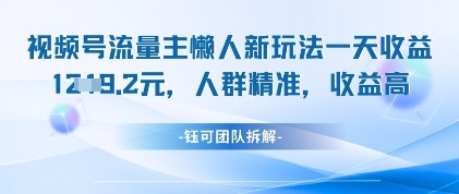 视频号流量主懒人新玩法，一天收益1k，人群精准收益高-课程网